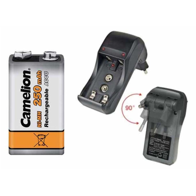 Pack of 9V 250 mAh Ni-MH battery and Charger